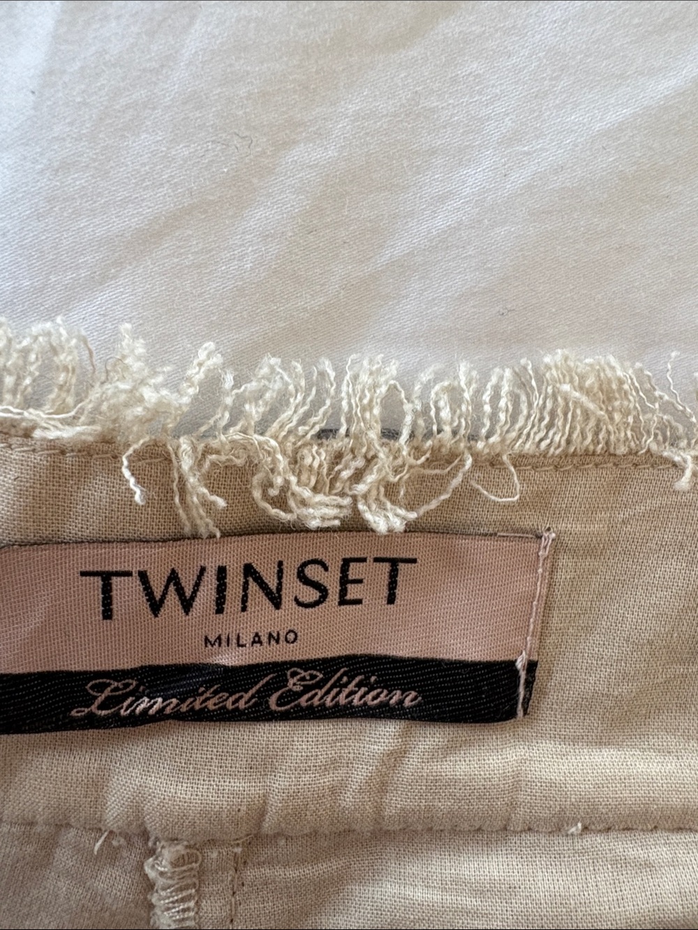 Twin-Set Beige Linen Embellished Capris with Pewter Beading - Picture 3 of 4